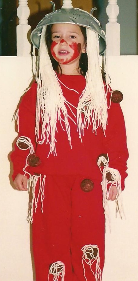 Catherine as Spaghetti and Meatballs. Third grade. Still the best costume. Ever.