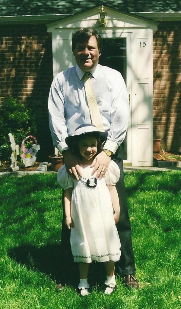 Easter 2002 (the Orthodox one). Catherine is 6 here (and Basil is much less gray!). Don't you love her hat?