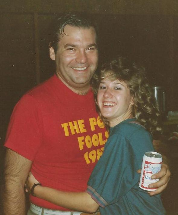 This is how we looked in 1987, when we started dating. No gray hair for me. Long frosted hair for me. And yes, I think he kept hold of that beer just as tightly as he did me!