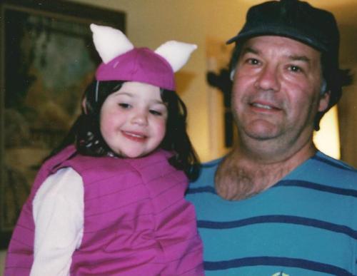 Catherine as Piglet with Basil. She's 3 here.