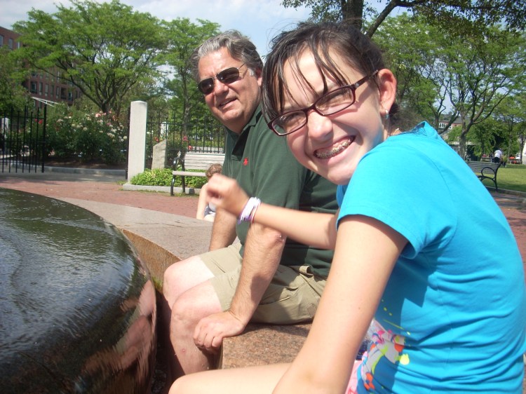 Basil and Catherine; Boston, 2009. He insisted it was OK to dip our feet in the public fountain.