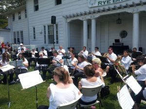 Rye Town Community Band performs last June. I'm there, in the center, between the girl with very long hair and the fellow in the baseball cap.