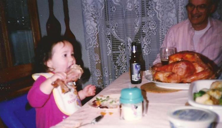 Catherine and Grandpa (my dad, Mike Salvatore), Thanksgiving 1997.
