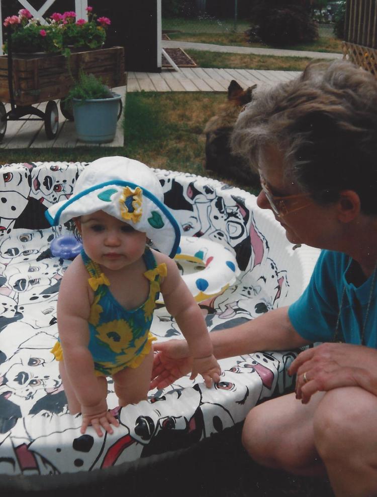 In the swim: Catherine and Grandma.