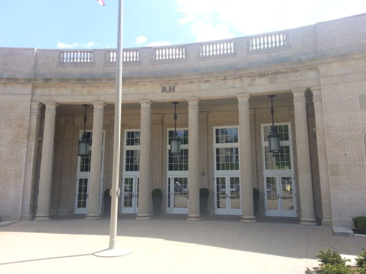 The historic facade remains intact.