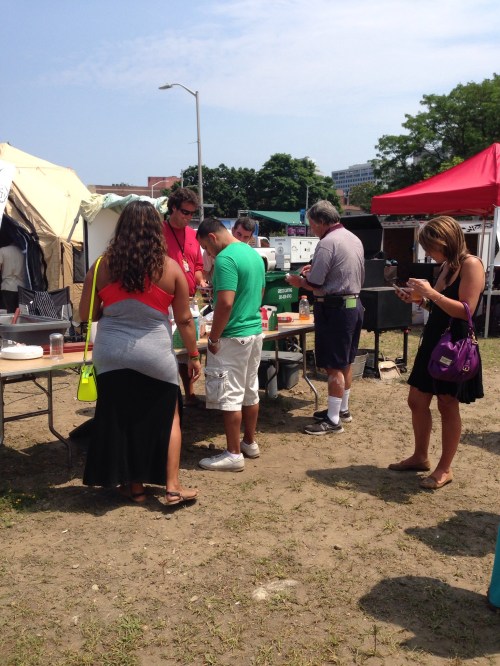 On line for a taste.