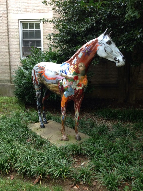 There is also a lot of beautiful artwork. This horse sits outside the hall where Catherine's math class meets.