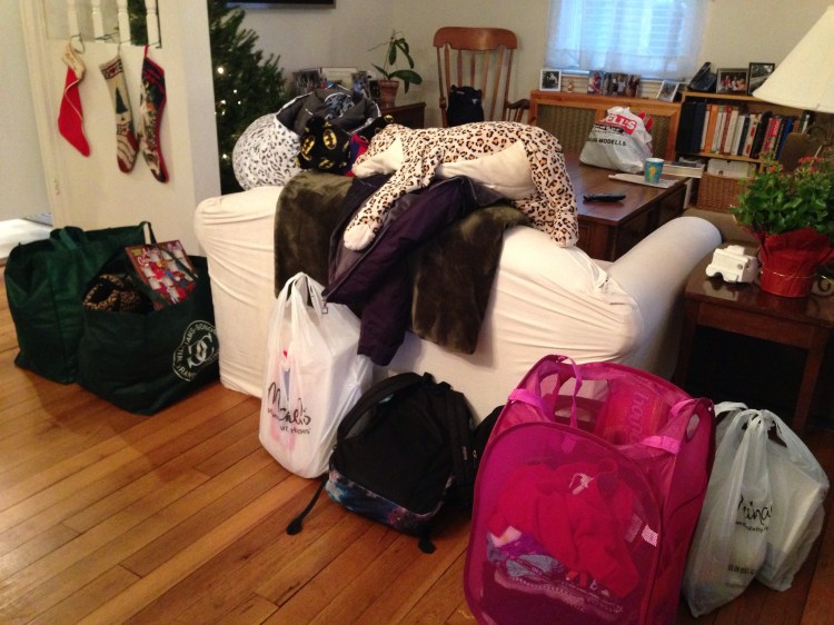 She brought a few things for her five-week winter break